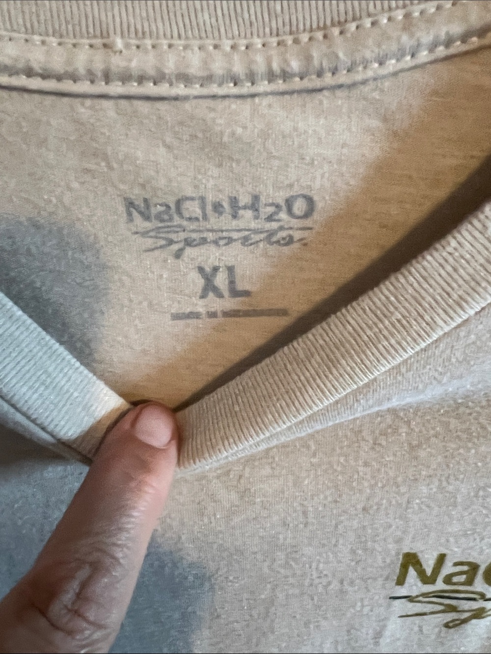 Men's Fish Short Sleeve T-Shirt in Light Beige - Picture 2 of 3